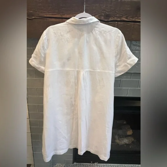 J. Jill Love Linen White Button Down Dress Petite Large EUC - Picture 2 of 5